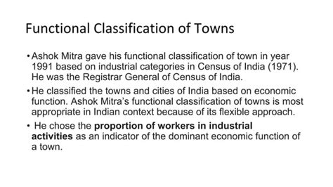 functional classification of towns by ashok mitra|Functional Classification of Towns by Ashok Mitra.